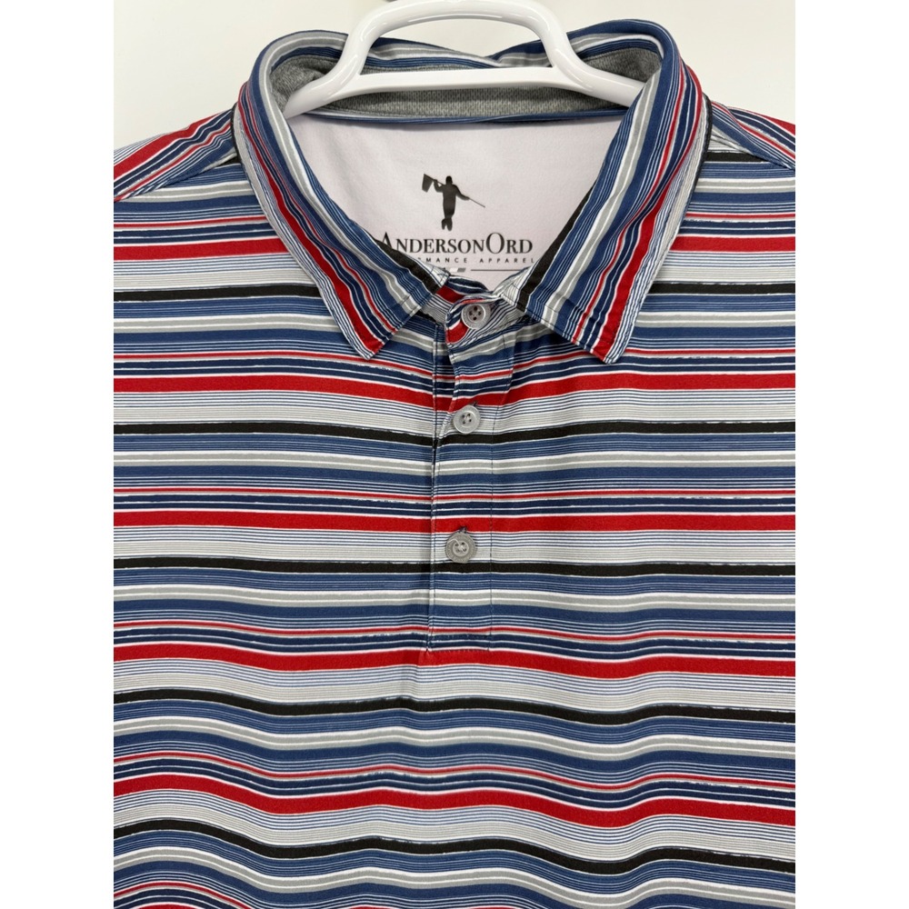 Anderson Ord Performance Golf Polo Mens XL Striped Derryfield Country Club